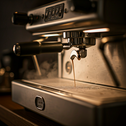 Modern espresso machine steaming wand closeup