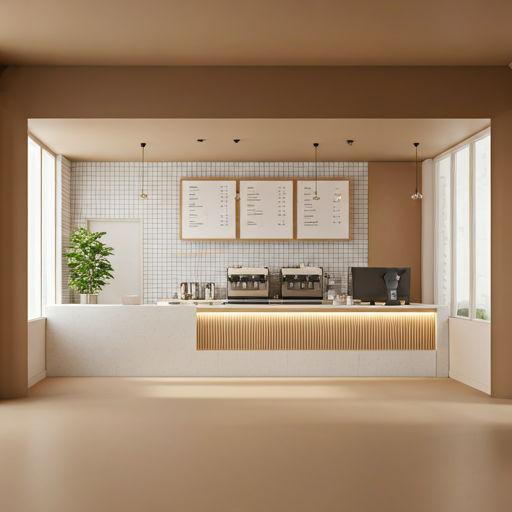 Minimalist Wadida café interior shot